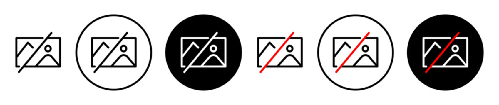 no image vector icon set. image not available symbol. missing thumbnail photo vector symbol in black color.