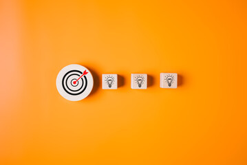 Target icon and light bulb for increasing successful project plan, Business strategy planning...