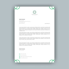 Modern professional corporate Company office brand simple Abstract creative clean minimalist Elegant business style letterhead.Green Letterhead,business proposal letter,standard,unique design template