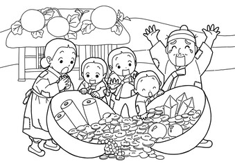 韓国の民話の塗り絵