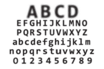 Vintage halftone display font alphabet