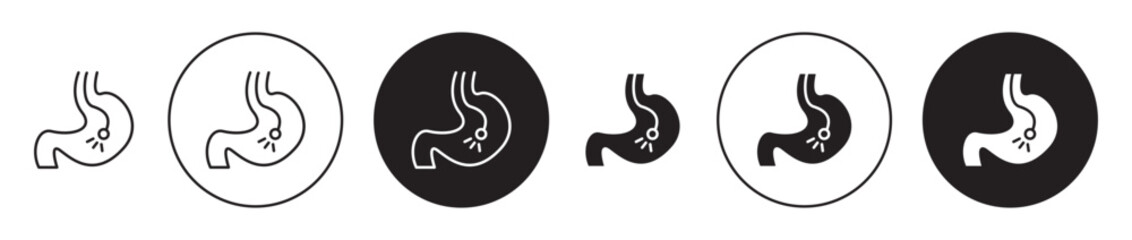 endoscopy vector icon set. stomach endoscope vector symbol. gastrointestinal gastroscope in black color.