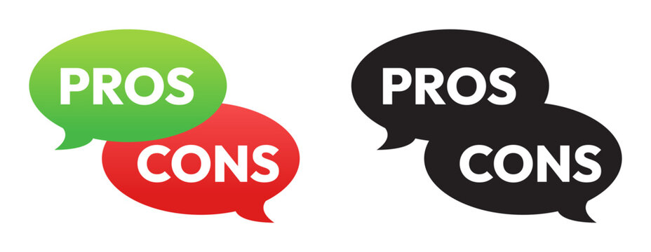 pro and cons vector icon set in black, red and green color