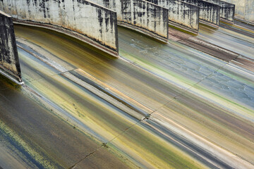 Abstract colorful spillway of Pasak Chonlasit dam in Thailand