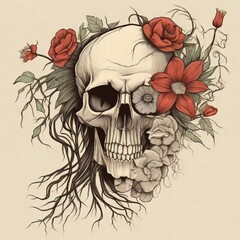 skull and roses generative AI 