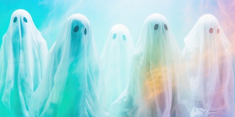 Ghost for Halloween. Scary evil ghost in cloth