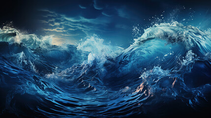 Dark Blue Ocean Waves The Middle of The Ocean Surface