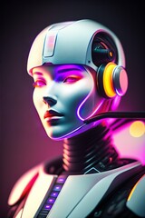 cyber woman with futuristic background