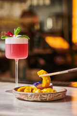 gyoza and cocktail