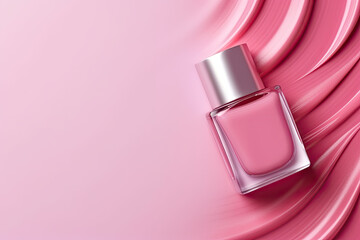 Pink nail polish, flat lay