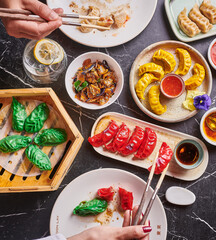 Chinese food, baos and gyozas