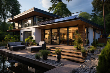 Fototapeta na wymiar new house with solar panel 