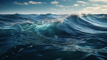 Fototapeta premium Dark Blue Ocean Waves The Middle of The Ocean Surface