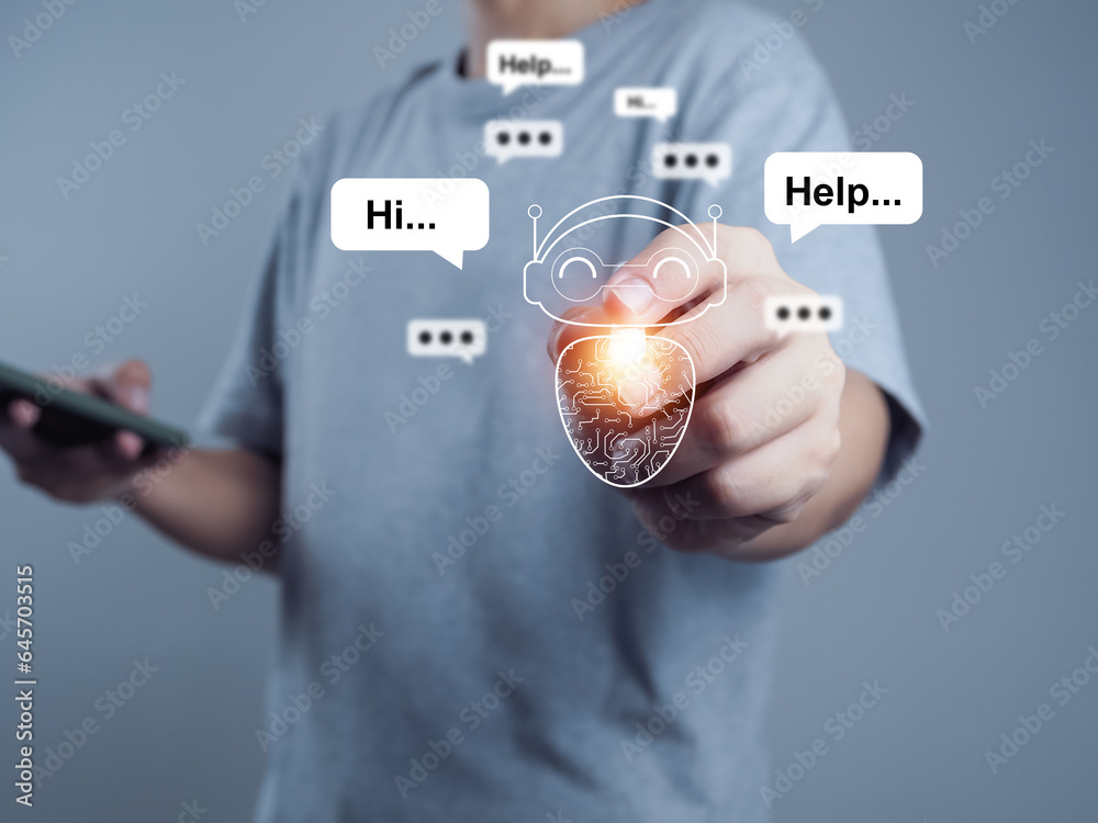 Wall mural ai technology to connect to the internet around the world to talk and give quick and accurate advice