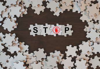 Stop message on jigsaw puzzle campaign to stop violence