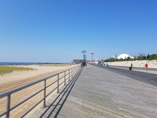 boardwalk on the beach in Coney Island