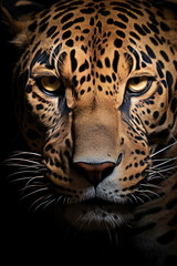 Jaguar Walking down, penetrating eyes, frontal shot, tattoo design, better light