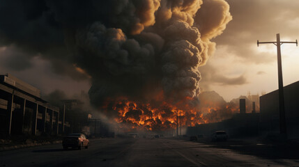 City Engulfed in Apocalyptic Smoke: A Glimpse into a Dystopian Future.