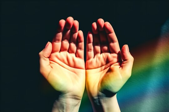 hands with a rainbow lgbtq+ concept photo image background
