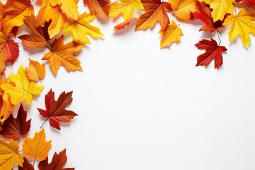 Fototapeta premium autumn leaves background isolated on white background with space for text png