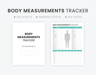 Body Measurement Tracker Template. Body Measurement Chart Printable. 
