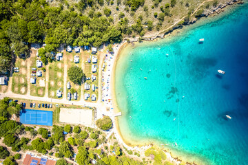 Camping by the idyllic turquoise beach in Punat, island of Krk