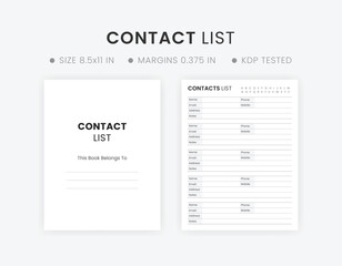 Contact List Template Small Business. Contact List Planner Template. Business Emergency Contact List Template