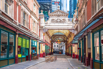 Leadenhall Market in London City colorful historic architecture view