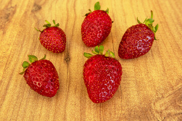 Red, juicy, freshly picked strawberries.