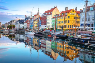 Zelfklevend Fotobehang Nyhavn scenic harbor of Copenhagen colorful view © xbrchx