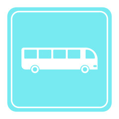 blue bus station sign square icon