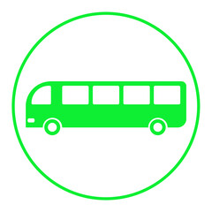 green bus square circle frame icon