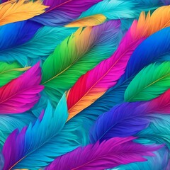Fototapeta na wymiar colorful feather pattern, generative ai