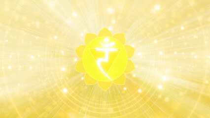 Solar Plexus Chakra on Ethereal Light Rays Background Meditation  Cover Image, Thumbnail