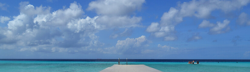 Fototapeta na wymiar a pier on a paradisiacal beach in the Caribbean Sea
