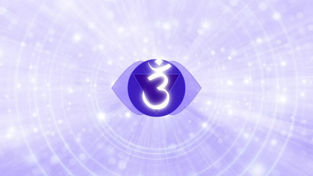 Third Eye Chakra on Ethereal Light Rays Background Meditation Breathwork Animation, Inhale Exhale Visualization, Video