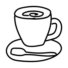 Hand drawn line doodle style cafe illustrations, black line icons, cafe logos, png transparent background