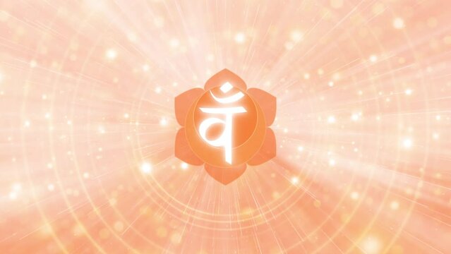Sacral Chakra on Ethereal Light Rays Background Meditation Breathwork Animation, Inhale Exhale Visualization, Video