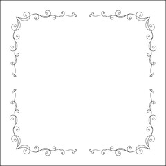 Elegant black and white monochrome ornamental border for greeting cards, banners, invitations. Vector frame for all sizes and formats. Isolated vector illustration.