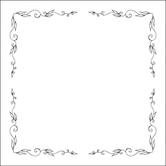 Elegant black and white monochrome ornamental border for greeting cards, banners, invitations. Vector frame for all sizes and formats. Isolated vector illustration.