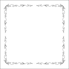 Elegant black and white monochrome ornamental border for greeting cards, banners, invitations. Vector frame for all sizes and formats. Isolated vector illustration.