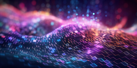 A Close-Up of The Concept of a Technology Digital Wave Pink and Gold Background