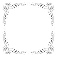 Elegant black and white monochrome ornamental border for greeting cards, banners, invitations. Vector frame for all sizes and formats. Isolated vector illustration.