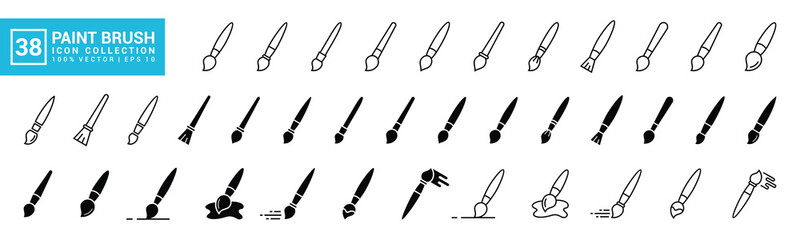 Collection of painting related icons, various painting tools, paint icons icon template editable resizable EPS 10