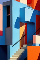 Brightly coloured modern architecture buildings in the style of Fauvism