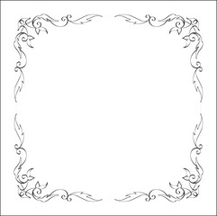 Elegant black and white monochrome ornamental border for greeting cards, banners, invitations. Vector frame for all sizes and formats. Isolated vector illustration.