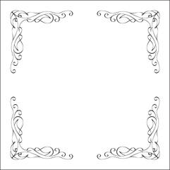 Elegant black and white monochrome ornamental border for greeting cards, banners, invitations. Vector frame for all sizes and formats. Isolated vector illustration.