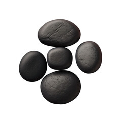 solitary black stones on a transparent background