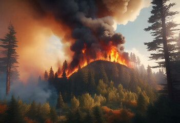 dangerous fire in the forest