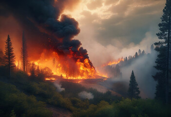 dangerous fire in the forest